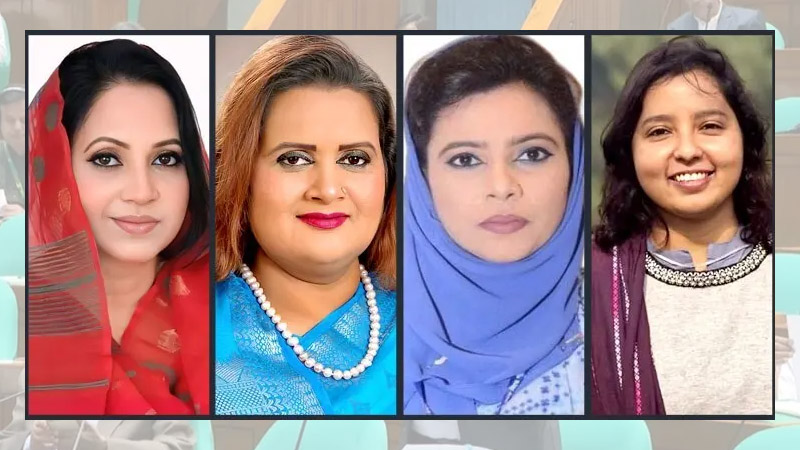ছাত্ররাজনীতি থেকে সংসদে চার নারী নেত্রী সেলিনা সুলতানা, আরিফা সুলতানা, নাদিয়া পাঠান পাপন ও মানছুরা আক্তার (বাম দিক থেকে)